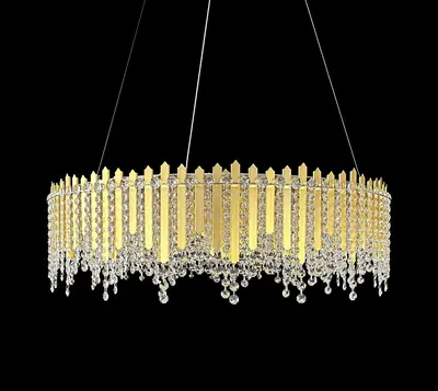 Đèn chùm tân cổ điển inox màu crom, Ø92 cm