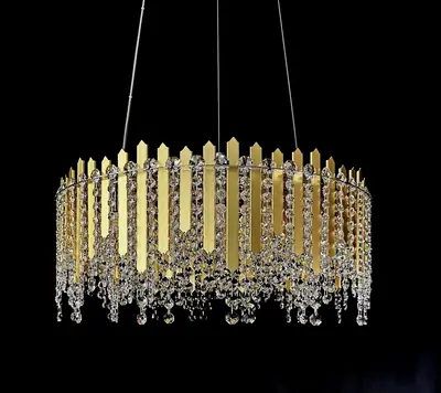 Đèn chùm tân cổ điển inox màu crom, Ø61 cm