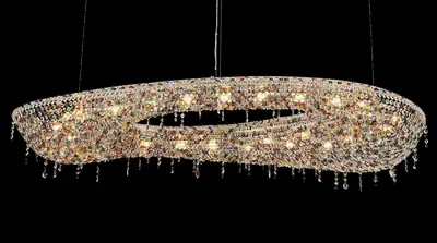 Đèn chùm tân cổ điển inox màu crom, Ø140 cm