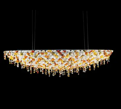 Đèn chùm tân cổ điển inox màu crom, Ø120 cm