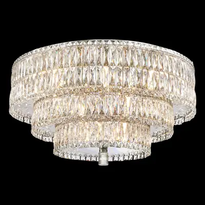 Đèn chùm tân cổ điển nhôm màu trắng Hàn, Ø122 cm (dáng oval)