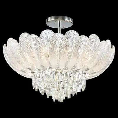 Đèn chùm tân cổ điển inox màu crom, Ø60 cm (bán ốp trần)