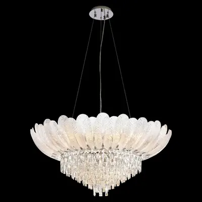 Đèn chùm tân cổ điển inox màu crom, Ø80 cm