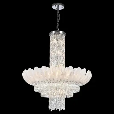 Đèn chùm tân cổ điển inox màu crom, Ø103 cm