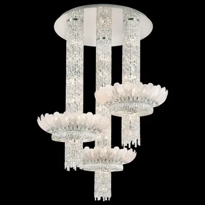 Đèn chùm tân cổ điển inox màu crom, Ø150 cm