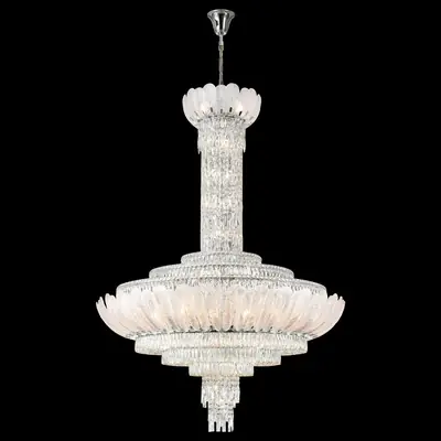 Đèn chùm tân cổ điển inox màu crom, Ø145 cm