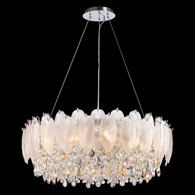 Đèn chùm tân cổ điển inox màu crom, Ø80 cm