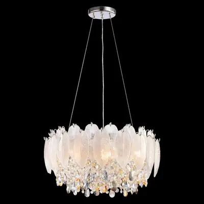 Đèn chùm tân cổ điển inox màu crom, Ø60 cm