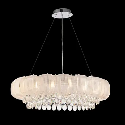 Đèn chùm tân cổ điển inox màu crom, Ø100 cm