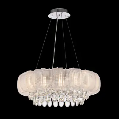 Đèn chùm tân cổ điển inox màu crom, Ø80 cm