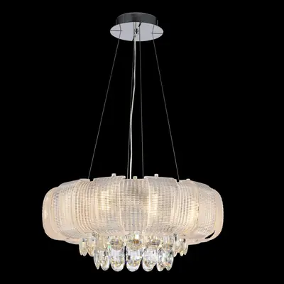Đèn chùm tân cổ điển inox màu crom, Ø60 cm