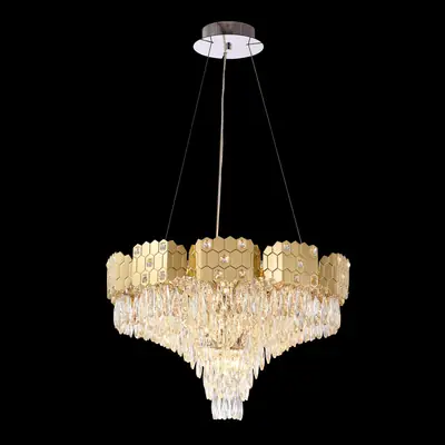 Đèn chùm tân cổ điển inox màu crom, Ø60 cm