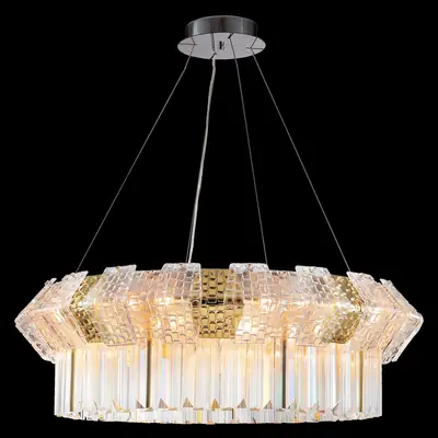 Đèn chùm tân cổ điển inox màu crom, Ø100 cm