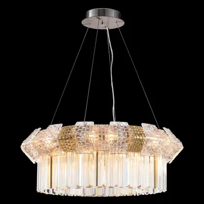 Đèn chùm tân cổ điển inox màu crom, Ø80 cm