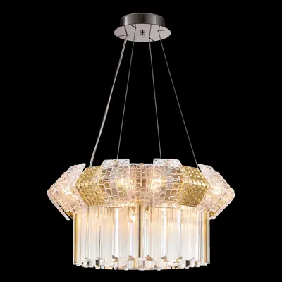 Đèn chùm tân cổ điển inox màu crom, Ø60 cm