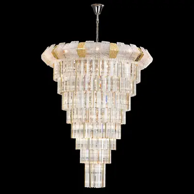 Đèn chùm tân cổ điển inox màu crom, Ø150 cm