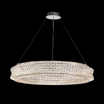 Đèn chùm tân cổ điển inox màu crom, Ø100 cm