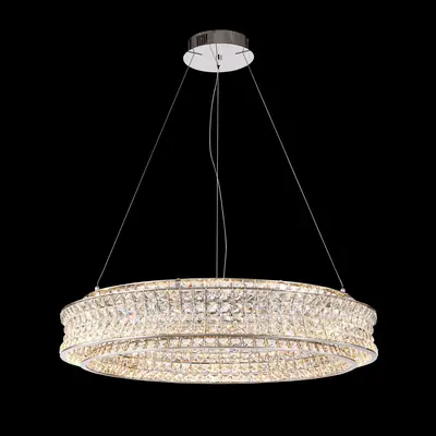Đèn chùm tân cổ điển inox màu crom, Ø80 cm