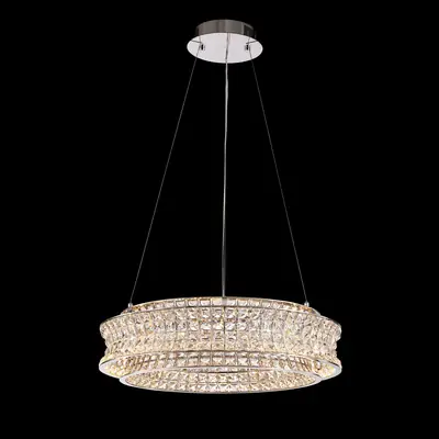 Đèn chùm tân cổ điển inox màu crom, Ø60 cm