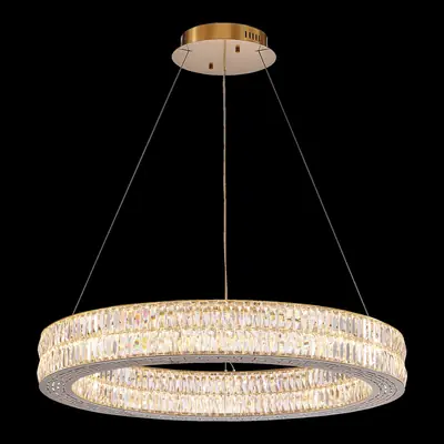 Đèn chùm tân cổ điển inox màu crom, Ø80 cm