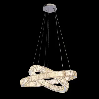 Đèn chùm tân cổ điển inox màu crom, Ø100 cm