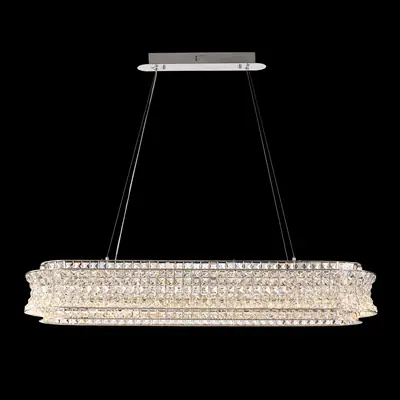 Đèn chùm tân cổ điển inox màu crom, Ø120 cm (dáng oval)
