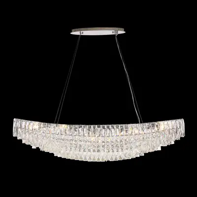 Đèn chùm tân cổ điển inox màu crom, Ø118 cm (dáng oval)