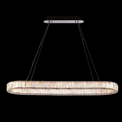 Đèn chùm tân cổ điển inox màu crom, Ø120 cm (dáng oval)
