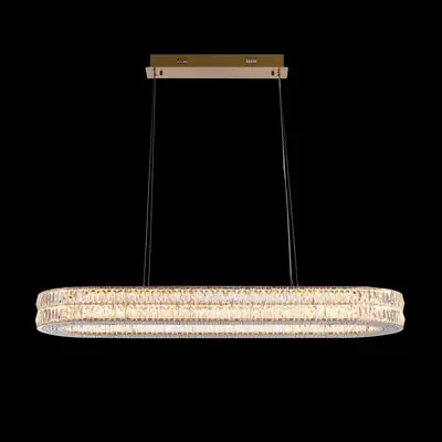 Đèn chùm tân cổ điển inox màu crom, Ø120 cm (dáng oval)