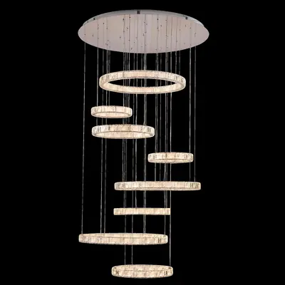 Đèn chùm tân cổ điển inox màu crom, Ø145 cm