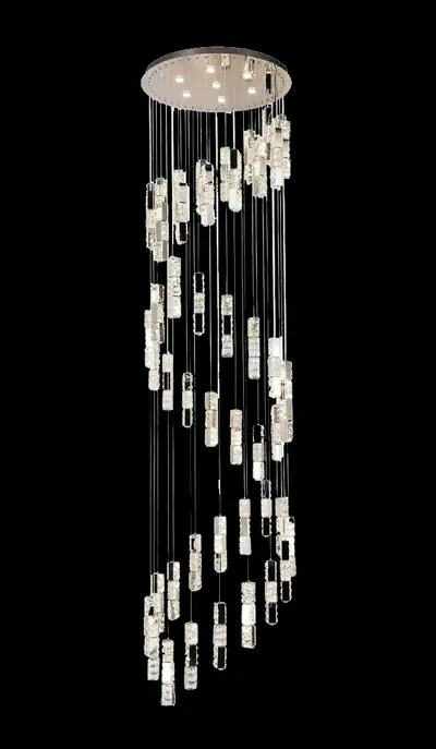 Đèn chùm tân cổ điển inox màu crom, Ø80 cm