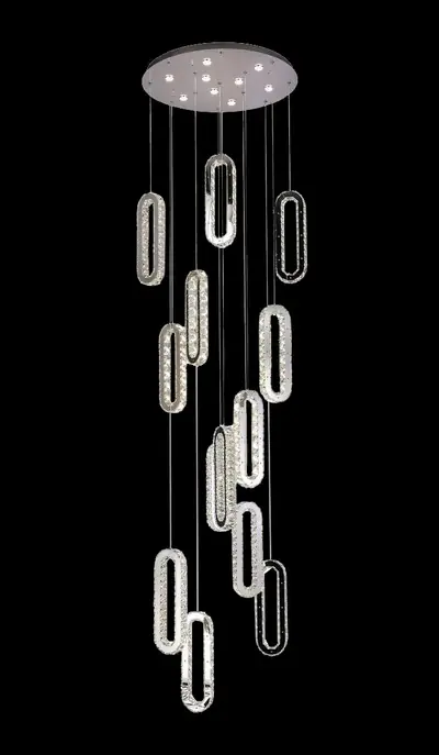 Đèn chùm tân cổ điển inox màu crom, Ø80 cm