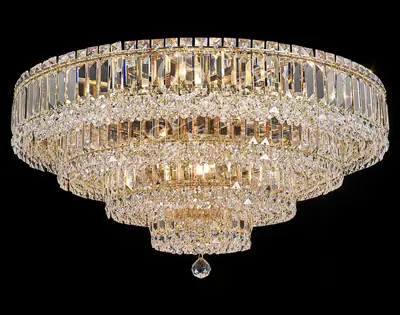 Đèn ốp trần tân cổ điển nhôm màu vàng Hàn Quốc, Ø82 cm