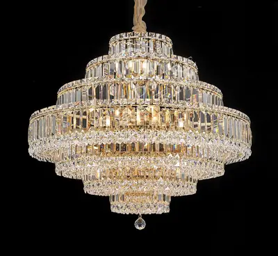 Đèn chùm tân cổ điển nhôm màu vàng Hàn Quốc, Ø82 cm
