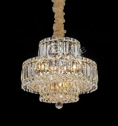 Đèn chùm tân cổ điển nhôm màu vàng Hàn Quốc, Ø42 cm