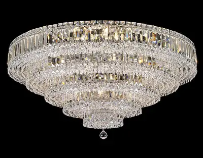 Đèn ốp trần tân cổ điển nhôm màu crom, Ø105 cm