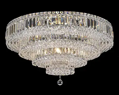 Đèn ốp trần tân cổ điển nhôm màu crom, Ø82 cm