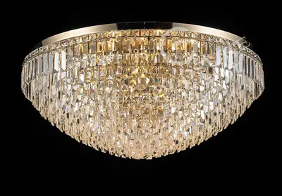 Đèn ốp trần tân cổ điển nhôm màu vàng Hàn Quốc, Ø85 cm