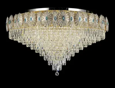 Đèn ốp trần tân cổ điển nhôm màu trắng Hàn, Ø100 cm