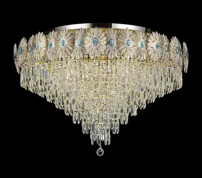 Đèn ốp trần tân cổ điển nhôm màu trắng Hàn, Ø80 cm