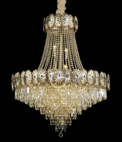 Đèn chùm tân cổ điển nhôm màu trắng Hàn, Ø80 cm