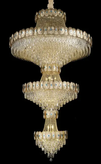 Đèn chùm tân cổ điển nhôm màu trắng Hàn, Ø150 cm
