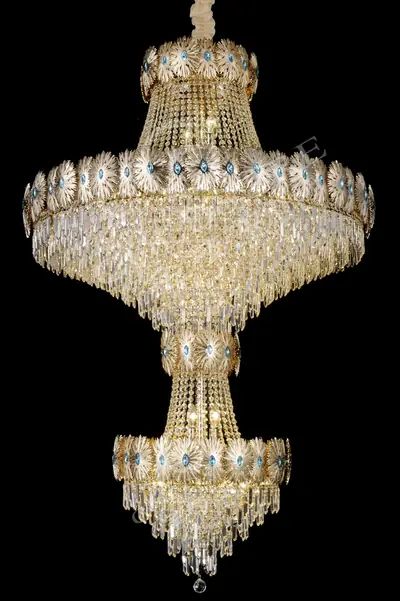 Đèn chùm tân cổ điển nhôm màu trắng Hàn, Ø120 cm