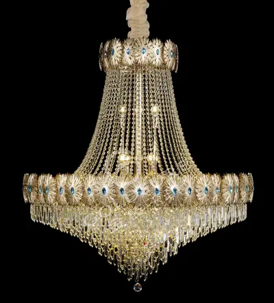 Đèn chùm tân cổ điển nhôm màu trắng Hàn, Ø100 cm
