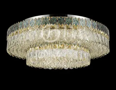 Đèn ốp trần tân cổ điển nhôm màu mạ vàng, Ø105 cm