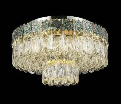Đèn ốp trần tân cổ điển nhôm màu mạ vàng, Ø65 cm