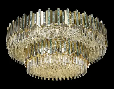 Đèn ốp trần tân cổ điển nhôm màu mạ vàng, Ø110 cm