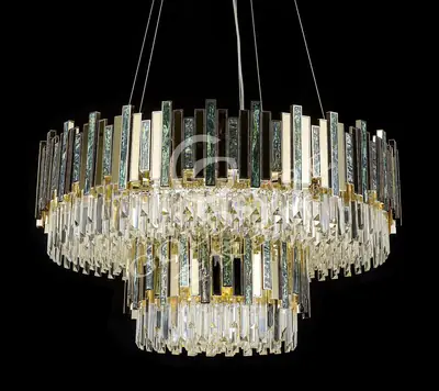 Đèn chùm tân cổ điển nhôm màu mạ vàng, Ø78 cm