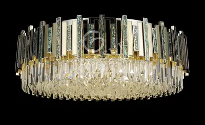 Đèn ốp trần tân cổ điển nhôm màu mạ vàng, Ø93 cm