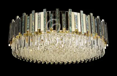 Đèn ốp trần tân cổ điển nhôm màu mạ vàng, Ø78 cm